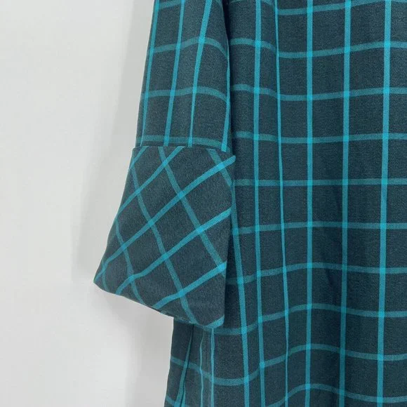 Tuckernuck Aegean Teal Chambers Swing Mini Dress Exaggerated Cuff Mod 60s sz S - Picture 3 of 9